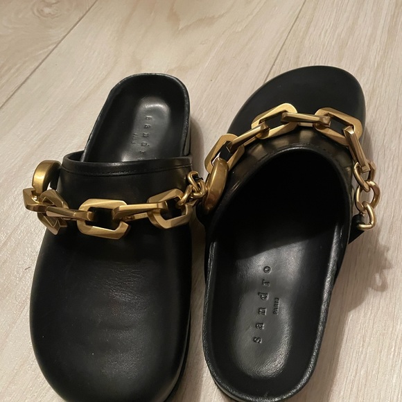 Sandro chain-embellished hayden leather clogs - Picture 2 of 3